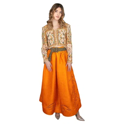 Pre-owned Louis Fèraud Louis Feraud Haute Couture Embroidered Evening Jacket, Size 36fr In Orange