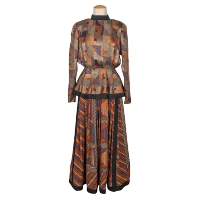 Pre-owned Louis Fèraud Louis Feraud Haute Couture Geometrical Pattern Cepe Set, 1980's In Brown
