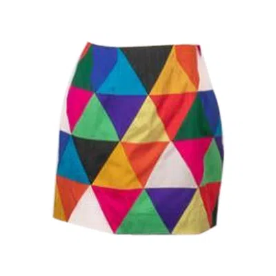 Pre-owned Louis Fèraud Louis Feraud Haute Couture Short Patchwork Skirt In Brown