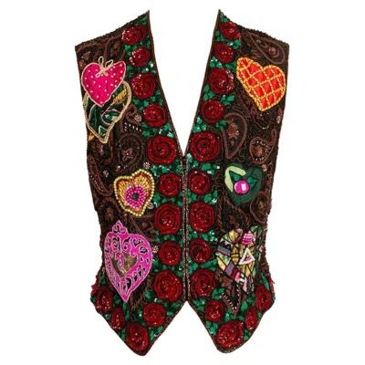 Pre-owned Louis Fèraud Louis Féraud Haute Couture Top Embroidered With Passementerie And Sequins In Black