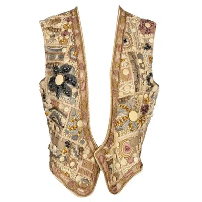 Pre-owned Louis Fèraud Louis Féraud Haute Couture Vest In Pastel Colors, 1989 In Brown
