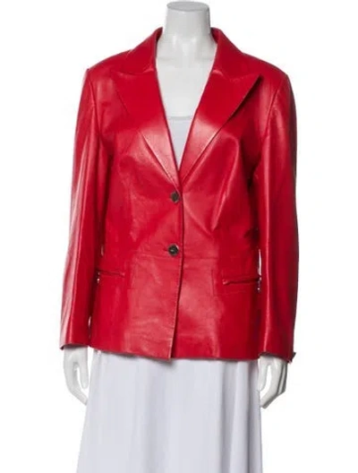 Pre-owned Louis Fèraud Lamb Leather Blazer In Red