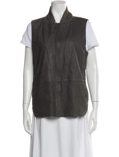 Pre-owned Louis Fèraud Leather Vest In Gray