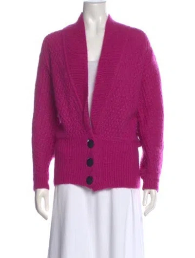 Pre-owned Louis Fèraud Leather V-neck Sweater In Purple