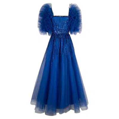Pre-owned Louis Fèraud Louis Feraud Maxi Dress With Blue Sequins