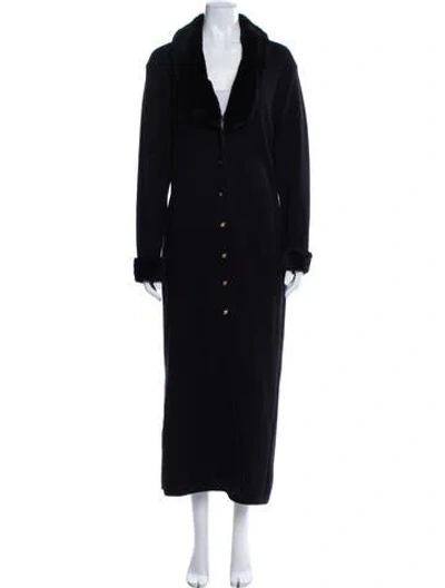Pre-owned Louis Fèraud Merino Wool Faux Fur Coat In Blue