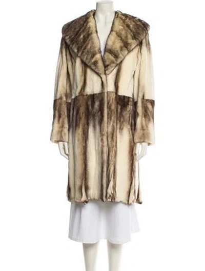 Pre-owned Louis Fèraud Mink Colorblock Pattern Fur Coat In Brown