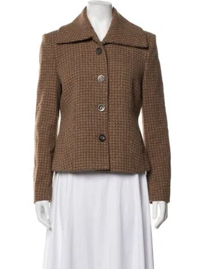 Pre-owned Louis Fèraud Mohair Tweed Pattern Jacket In Brown