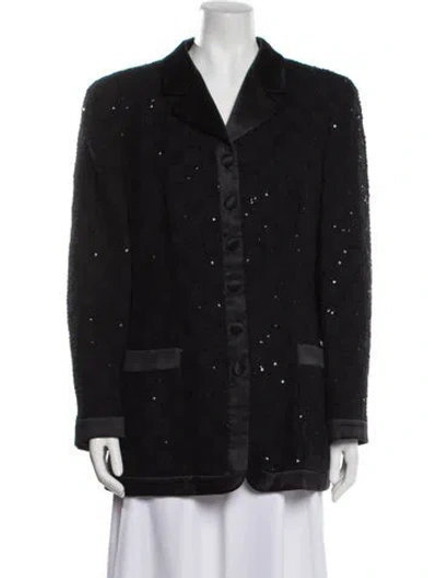 Pre-owned Louis Fèraud Nylon Plaid Print Blazer In Black