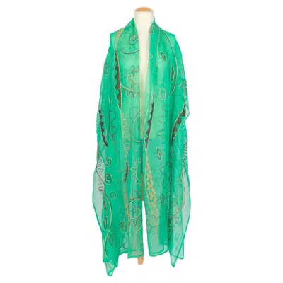 Pre-owned Louis Fèraud Louis Feraud Organza Stole Haute Couture (attributed To) In Blue