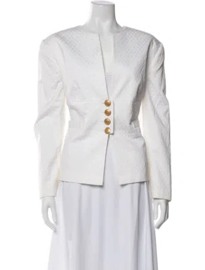 Pre-owned Louis Fèraud Patterned Blazer In White