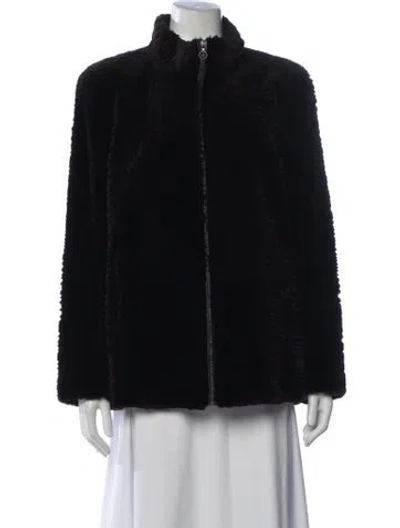 Pre-owned Louis Fèraud Patterned Faux Fur Jacket In Black