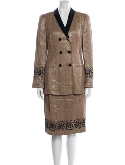 Pre-owned Louis Fèraud Patterned Skirt Set In Brown