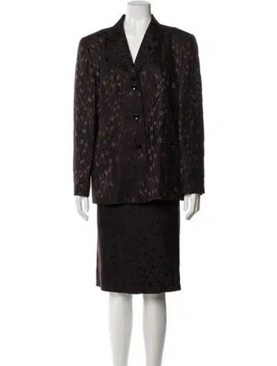 Pre-owned Louis Fèraud Patterned Skirt Suit In Brown