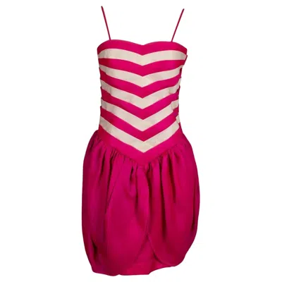 Pre-owned Louis Fèraud Louis Féraud Pink And White Organdy Dress