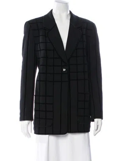 Pre-owned Louis Fèraud Plaid Print Blazer In Black