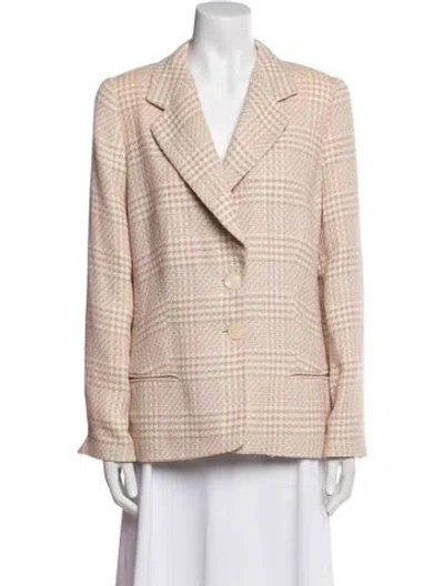Pre-owned Louis Fèraud Plaid Print Blazer In Pink
