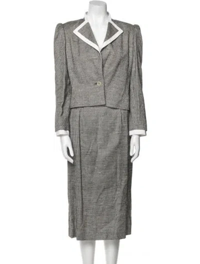 Pre-owned Louis Fèraud Plaid Print Skirt Suit In Gray