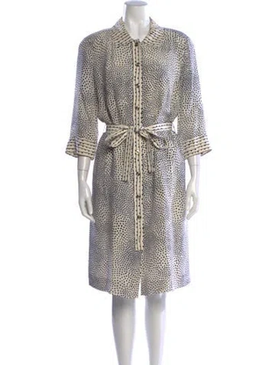 Pre-owned Louis Fèraud Polka Dot Print Knee-length Dress In White