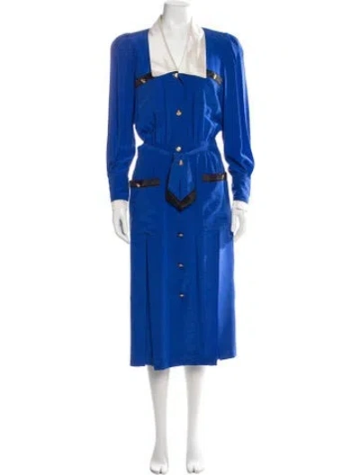 Pre-owned Louis Fèraud Printed Long Dress In Blue