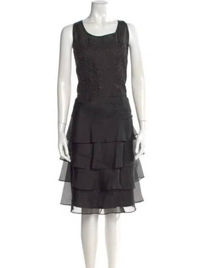 Pre-owned Louis Fèraud Scoop Neck Midi Length Dress In Black