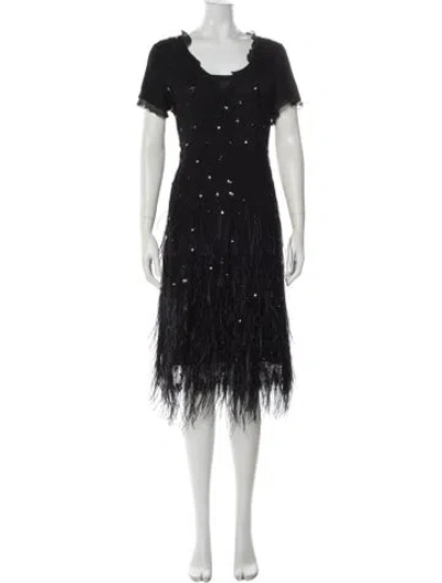 Pre-owned Louis Fèraud Scoop Neck Mini Dress In Black