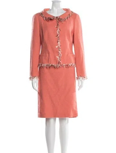 Pre-owned Louis Fèraud Sequin Embellishments Skirt Set In Orange