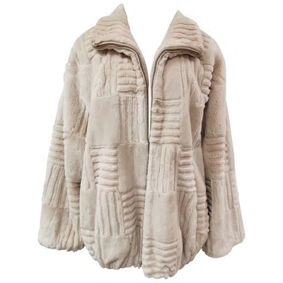 Pre-owned Louis Fèraud Sheared Beaver Fur Coat Size 16 In Sand