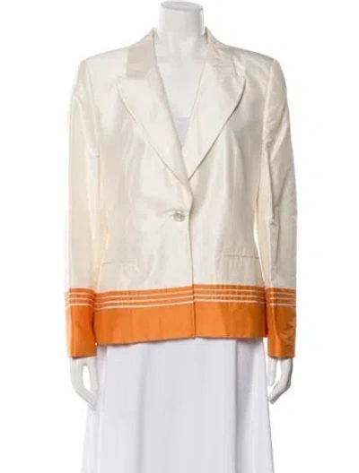 Pre-owned Louis Fèraud Silk Colorblock Pattern Blazer In Neutrals