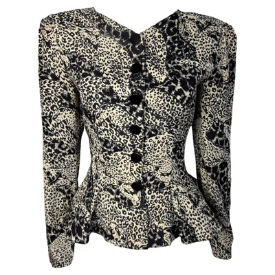 Pre-owned Louis Fèraud Louis Feraud Silk Leopard Print Blazer In Black