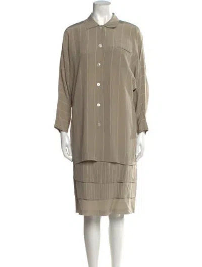 Pre-owned Louis Fèraud Silk Midi Length Dress In Brown