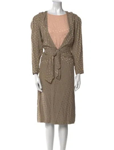 Pre-owned Louis Fèraud Silk Midi Length Dress In Neutral