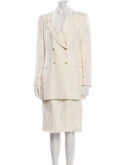 Pre-owned Louis Fèraud Silk Patterned Skirt Suit In Neutral