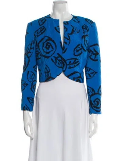 Pre-owned Louis Fèraud Silk Printed Evening Jacket In Blue