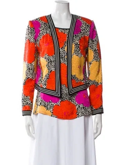 Pre-owned Louis Fèraud Silk Printed Skirt Set In Orange