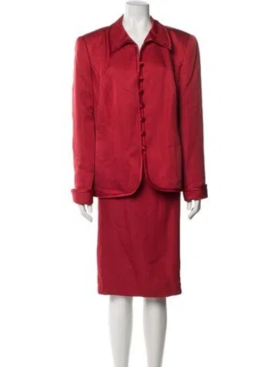 Pre-owned Louis Fèraud Silk Skirt Set In Red