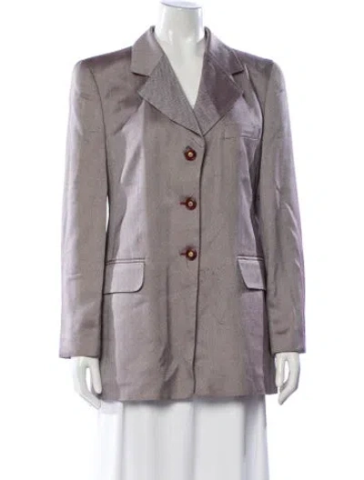 Pre-owned Louis Fèraud Silk Tweed Pattern Blazer In Purple