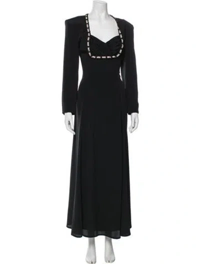 Pre-owned Louis Fèraud Square Neckline Long Dress In Black