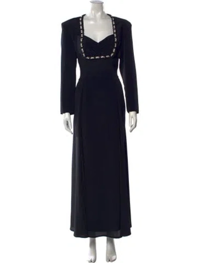 Pre-owned Louis Fèraud Square Neckline Long Dress In Black