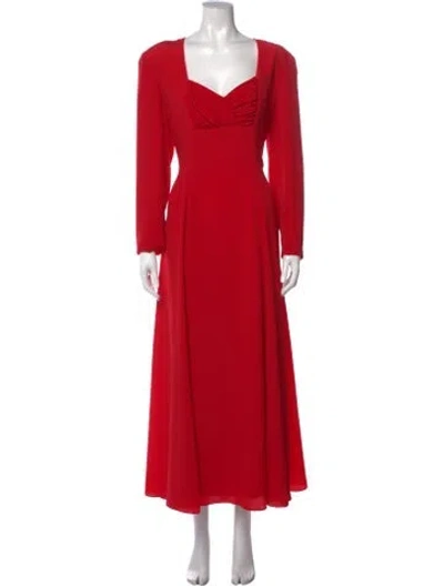 Pre-owned Louis Fèraud Square Neckline Long Dress In Red