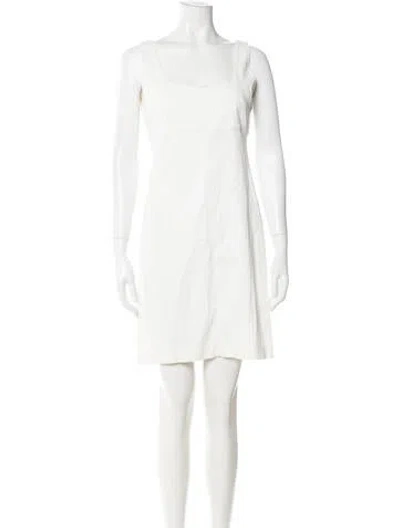 Pre-owned Louis Fèraud Square Neckline Mini Dress In White