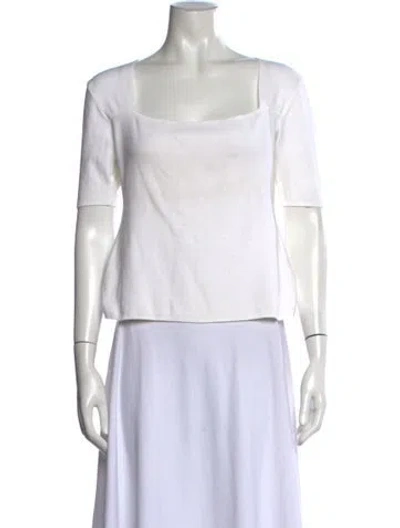 Pre-owned Louis Fèraud Square Neckline Sweater In White