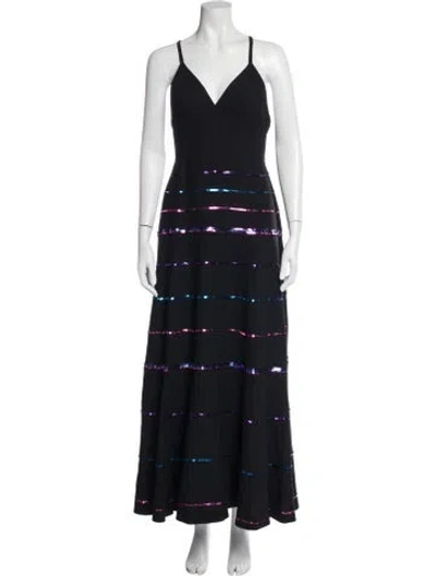 Pre-owned Louis Fèraud Striped Long Dress In Blue