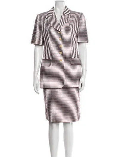 Pre-owned Louis Fèraud Striped Skirt Suit In Neutral