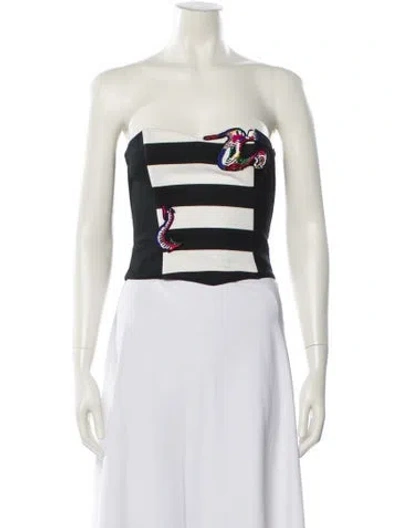 Pre-owned Louis Fèraud Striped Strapless Sweater In White