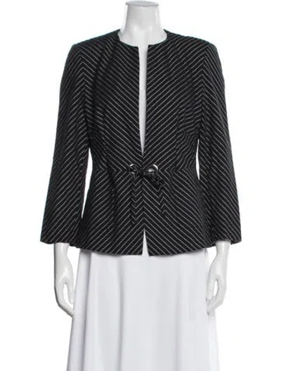 Pre-owned Louis Fèraud Tie Blazer Jacket Striped Blazer In Black