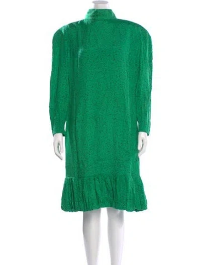 Pre-owned Louis Fèraud Turtleneck Midi Length Dress In Green