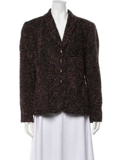 Pre-owned Louis Fèraud Tweed Pattern Blazer In Black