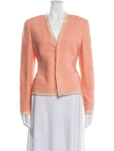 Pre-owned Louis Fèraud Tweed Pattern Blazer W/ Tags In Orange