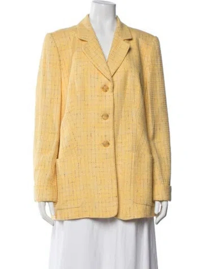 Pre-owned Louis Fèraud Tweed Pattern Blazer In Yellow